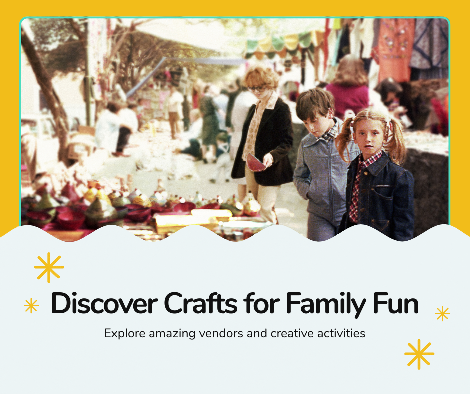 "colorful image with craft fair elements, great for promoting family events and creative inspiration."