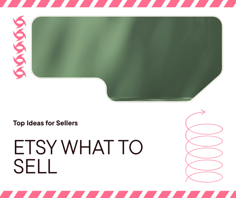 Modern pink and peach design with Etsy tags, handmade icons, and a vibrant call-to-action feel.
