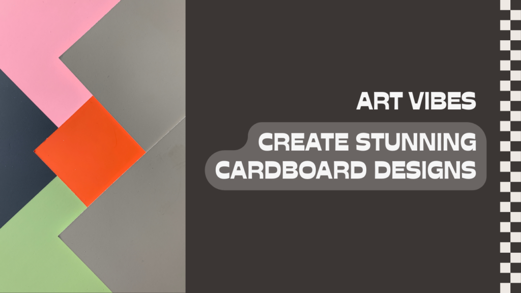 “Feminine, modern banner featuring layered triangle graphics and clean layout for ‘Geometric Cardboard Art’.”